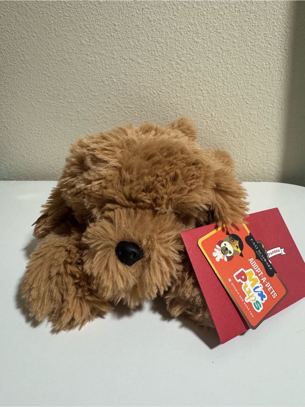 Adopt-A-Pet FAO Schwarz Plush Soft Brown Doodle Dog Stuffed 14” NEW